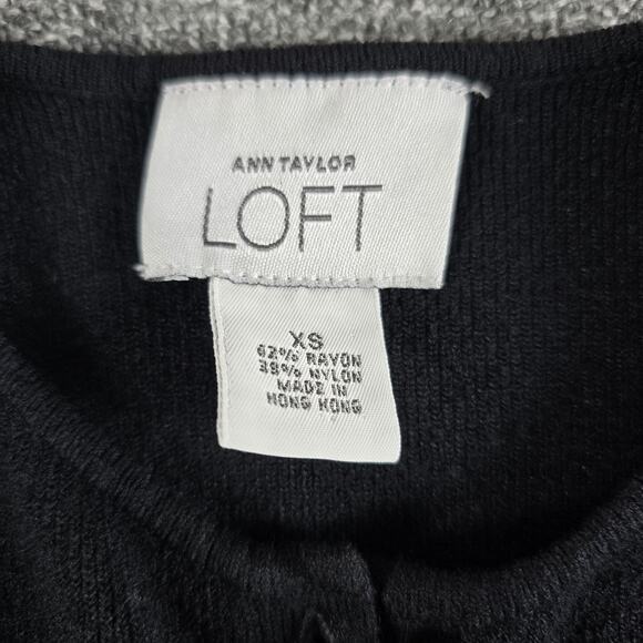 Loft Black Long Sleeve Button Up Cardigan Sweater Size XS - Picture 3 of 7